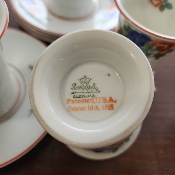 4 Rosenthal Indian Tree Cup Saucer 3.5" Continental line rust purple antique vin - Picture 8 of 16